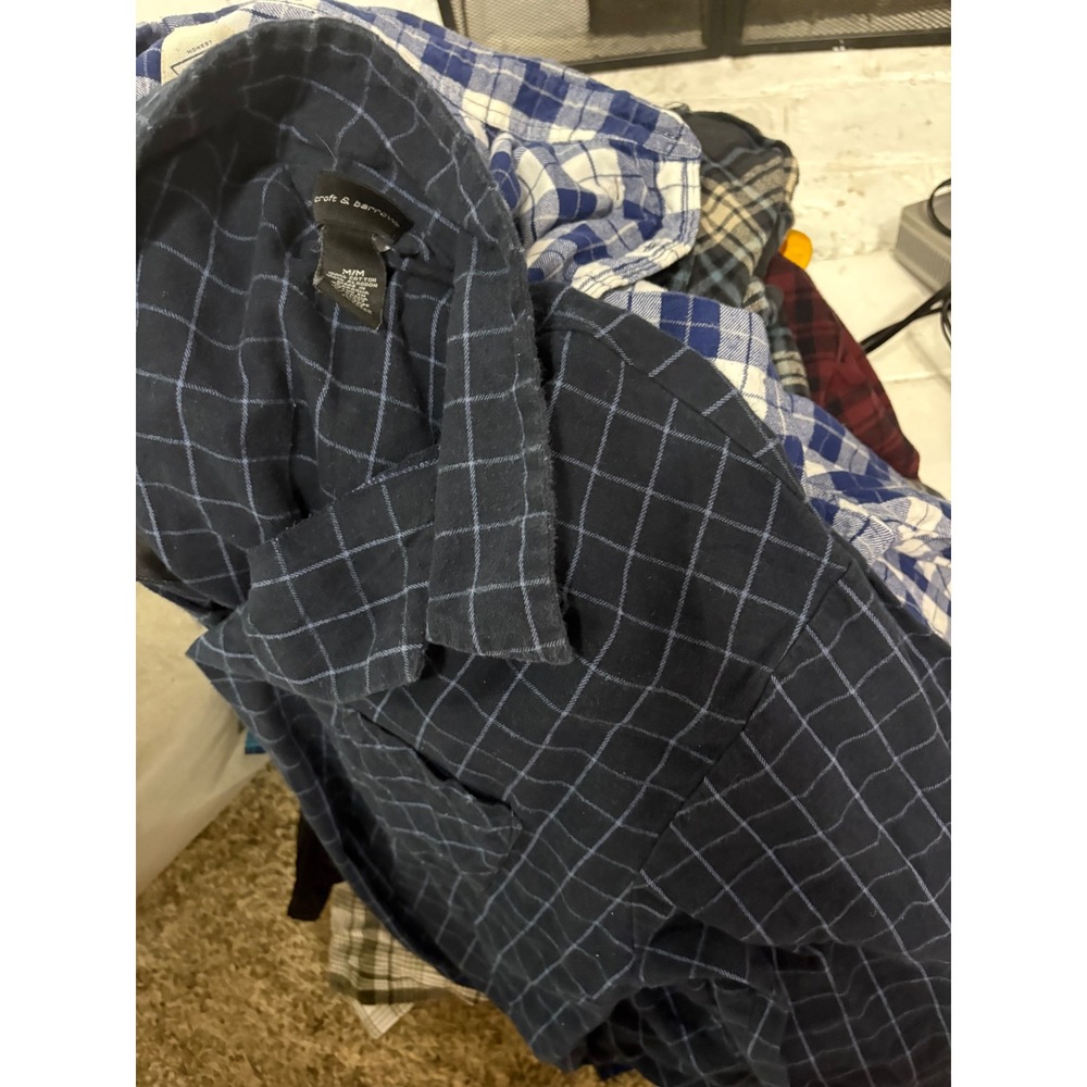 Mens Casual Button Down Shirt Bundle 11pc Plaid Flannel St Johns Bay Bass Mixed